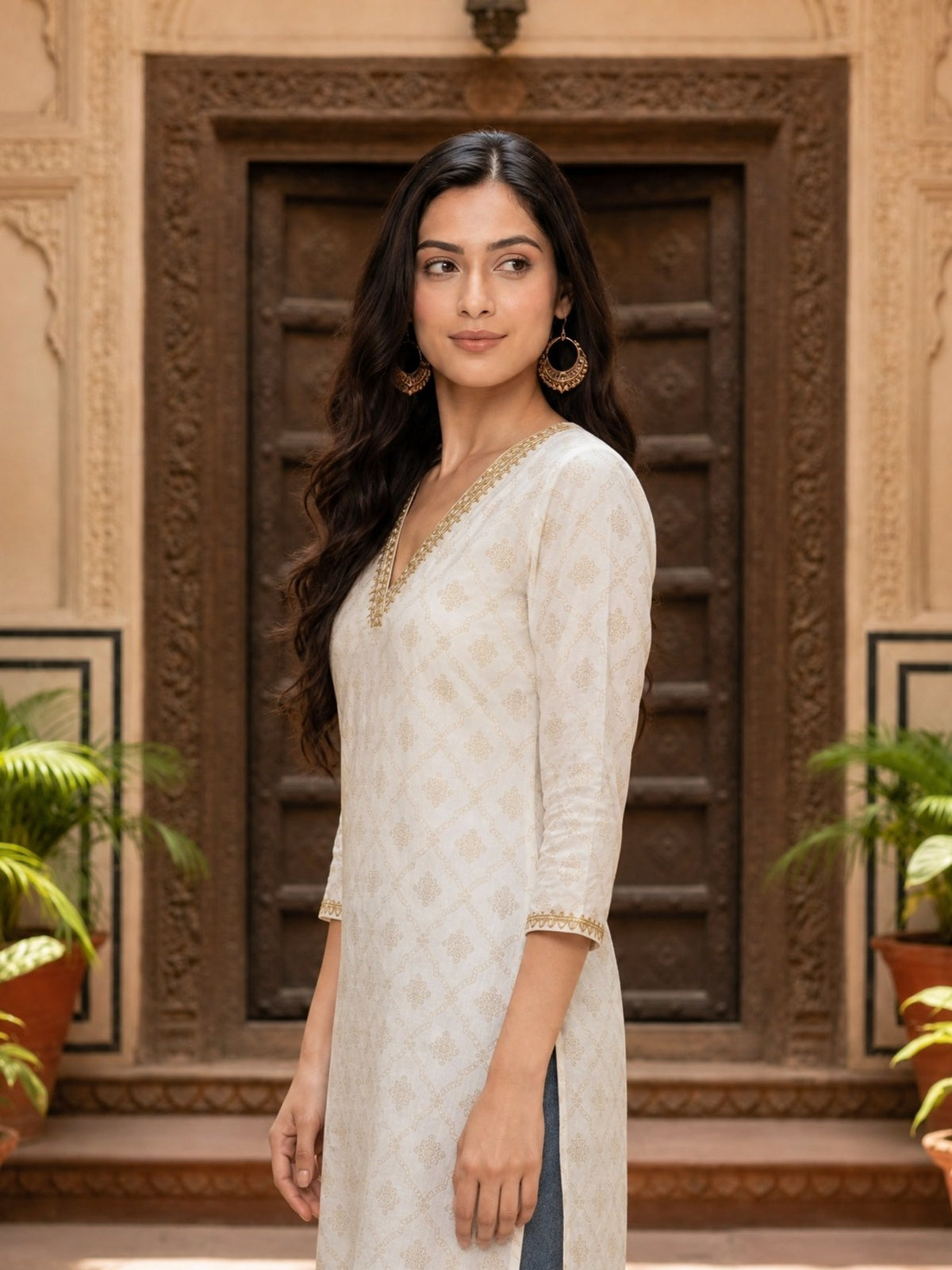 Rayon Embroidered Straight Calf Length Kurta