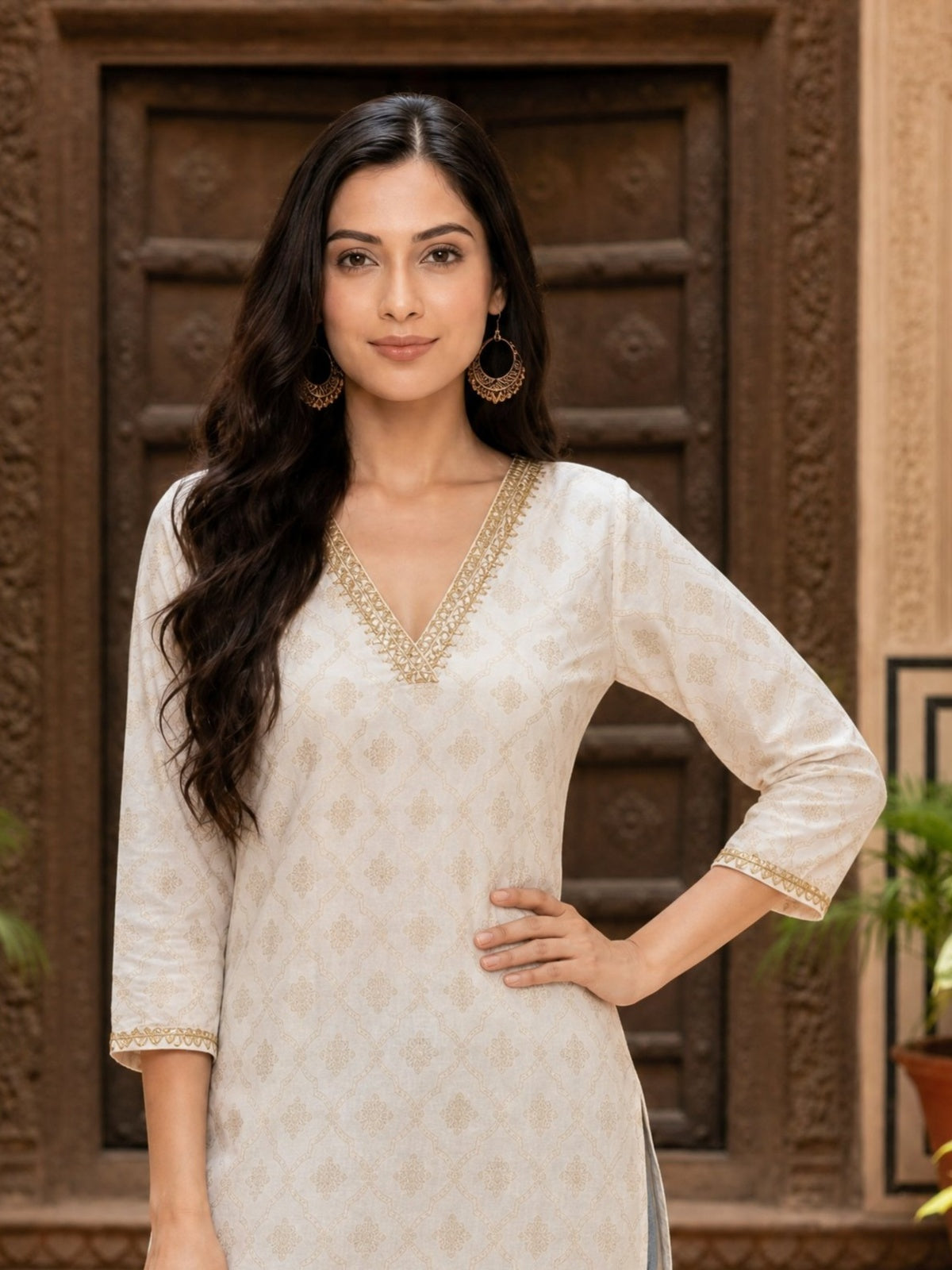 Rayon Embroidered Straight Calf Length Kurta