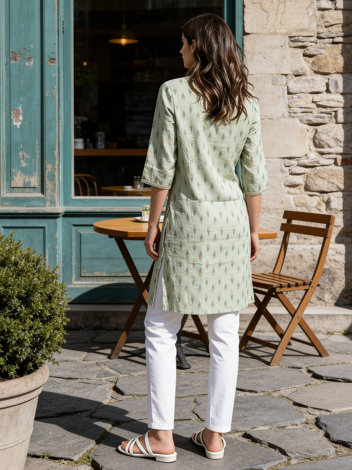 Cotton Printed Straight Knee Length Kurta