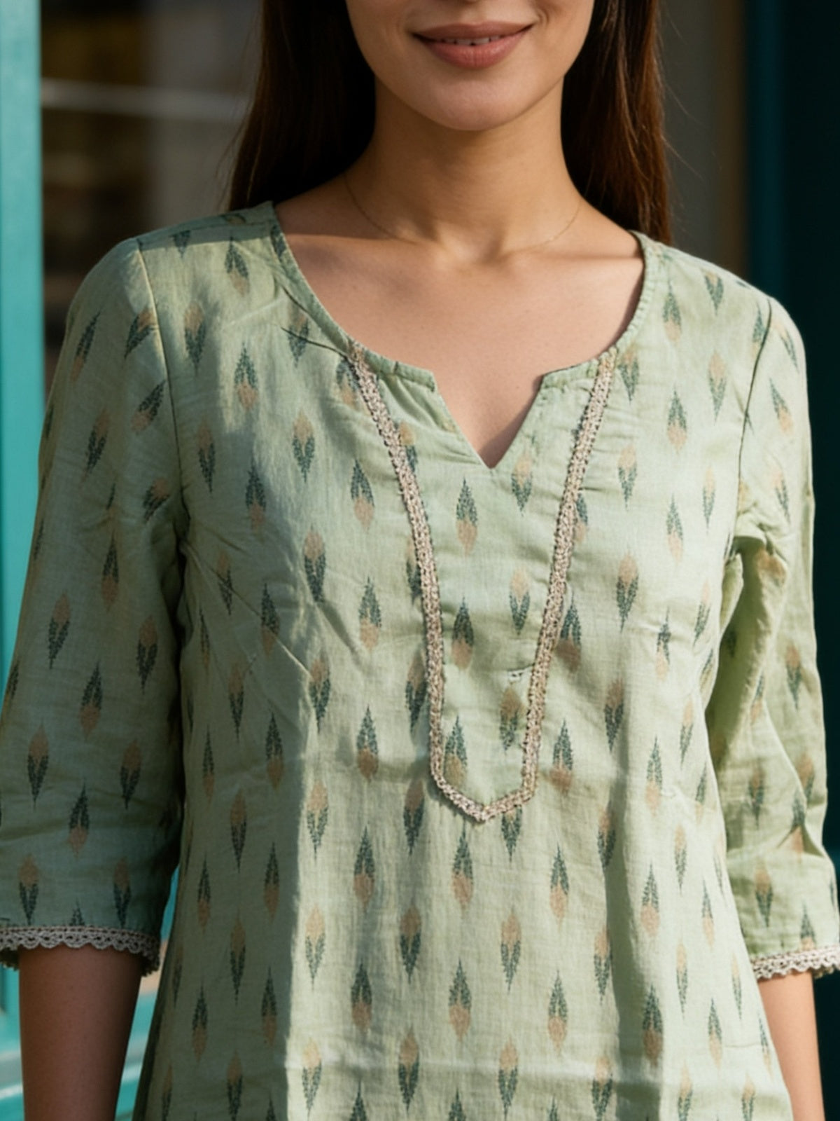 Cotton Printed Straight Knee Length Kurta