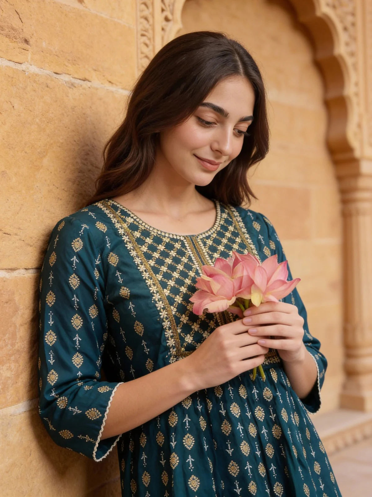 Buy Rayon Embroidered A-line Above Knee Short Kurta-Teal