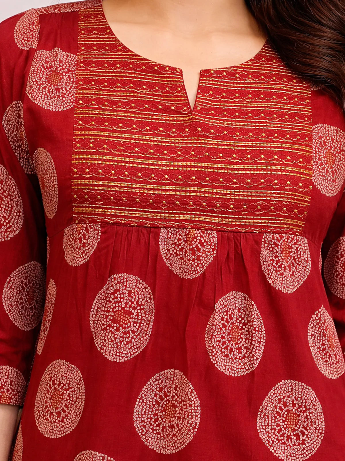 Buy Rayon Embroidered A-Line Short Length Short Kurta-Maroon