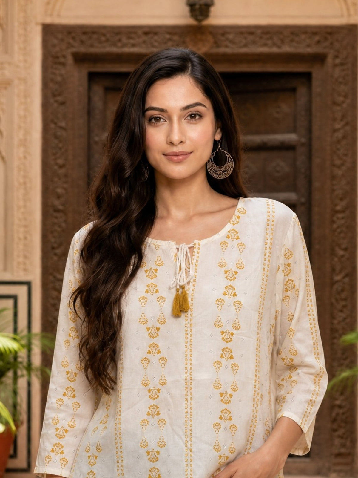 Rayon Printed Straight Short Length Short Kurta