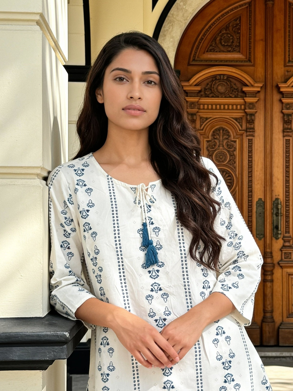 Rayon Printed Straight Short Length Short Kurta