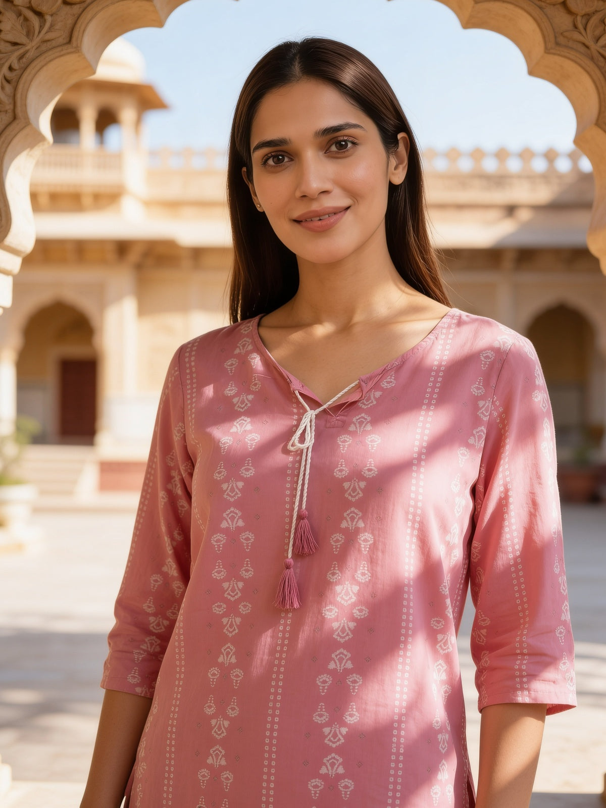 Rayon Printed Straight Short Length Short Kurta