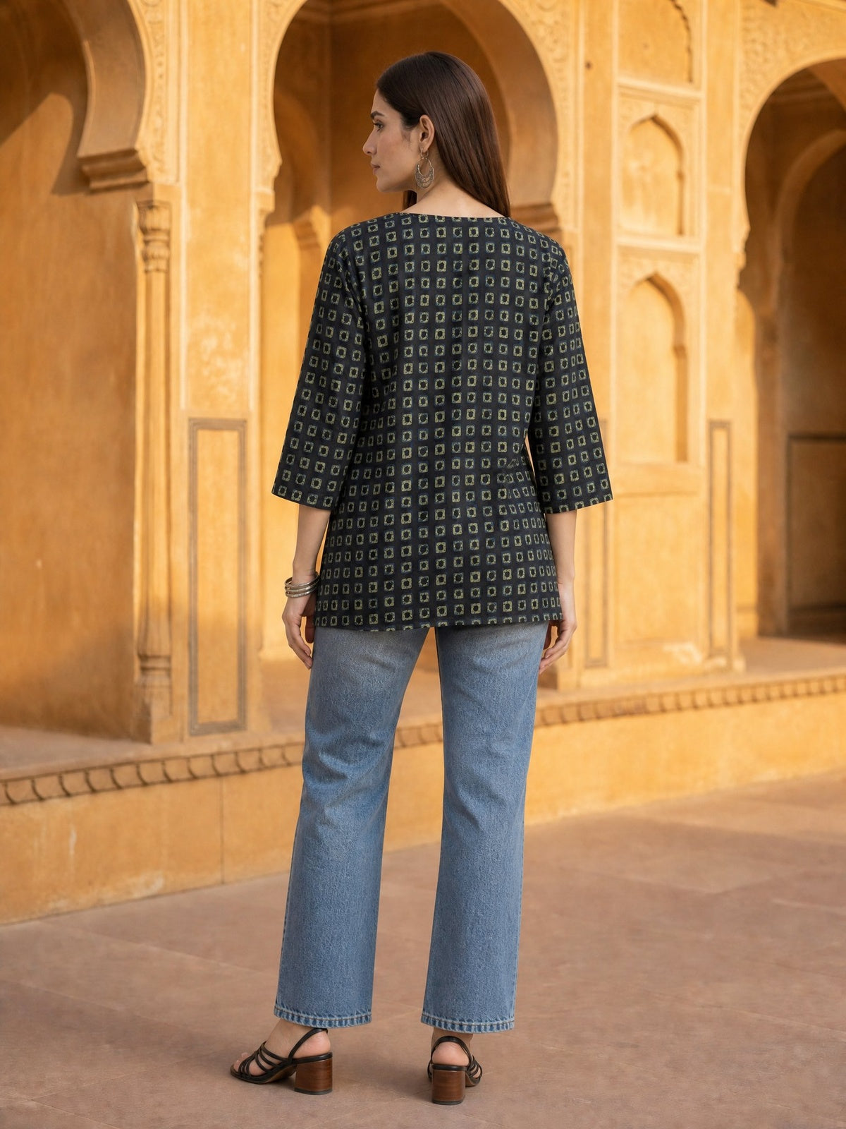 Cotton Printed Straight Short Length Short Kurta