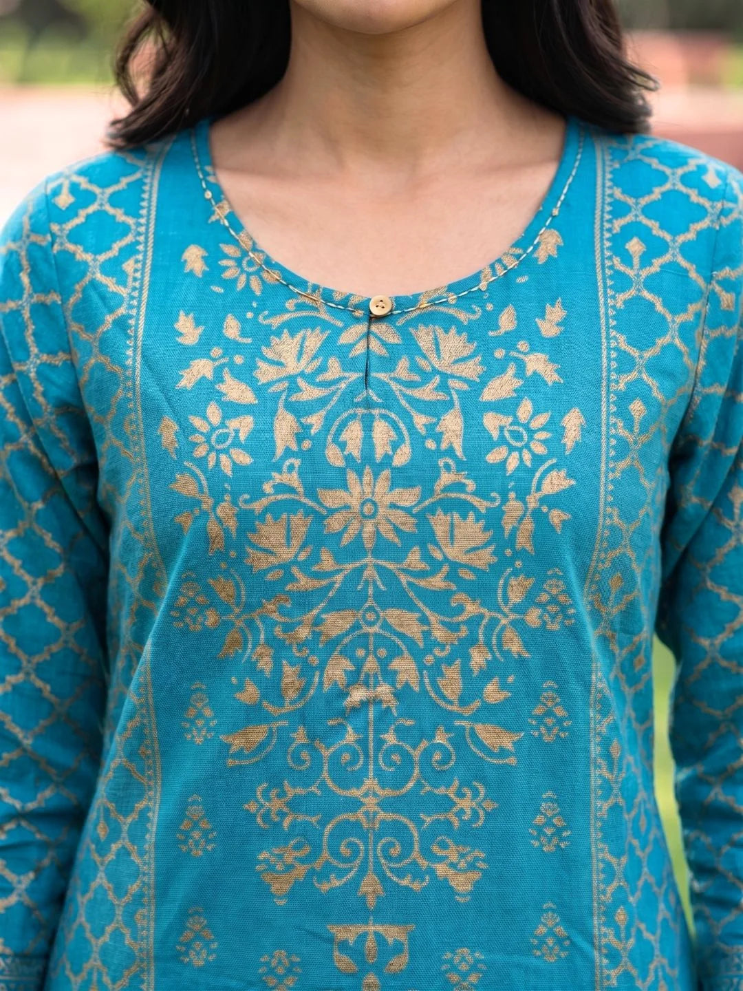Buy Blue Rayon Printed Straight Knee Length Kurta-Blue