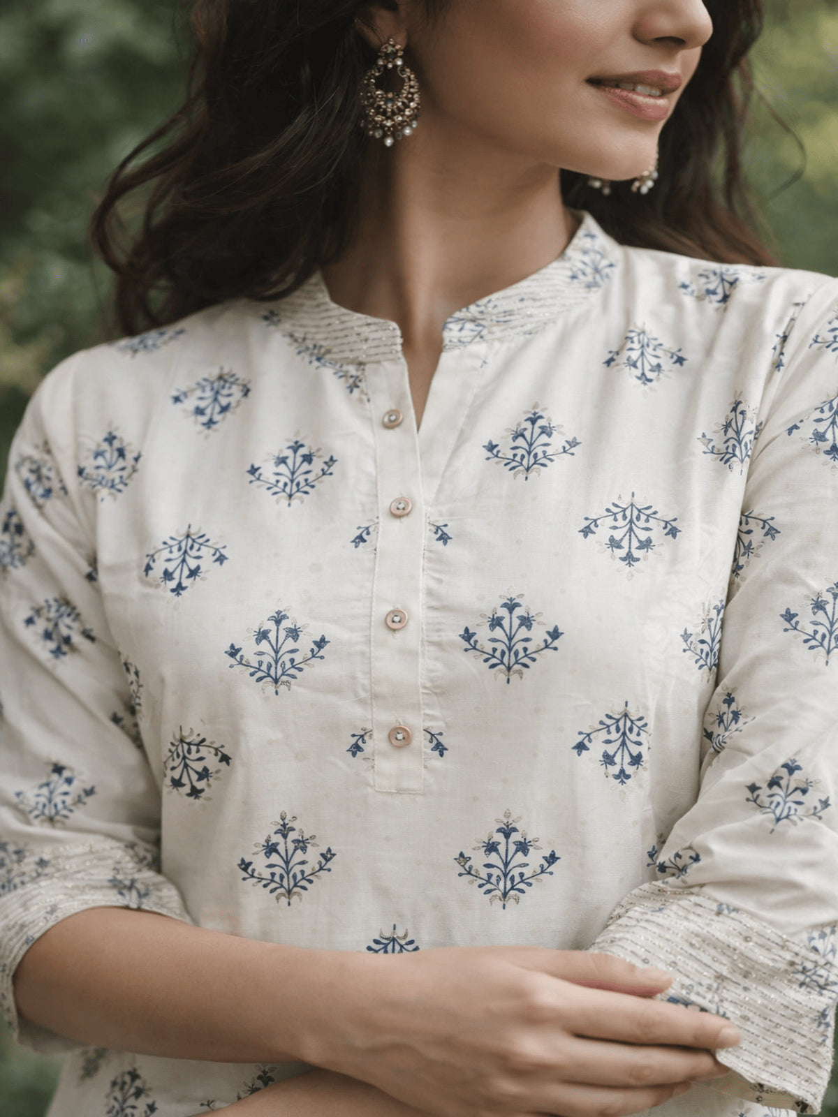 Buy Poly Viscose Printed Straight Calf Length Kurta-White