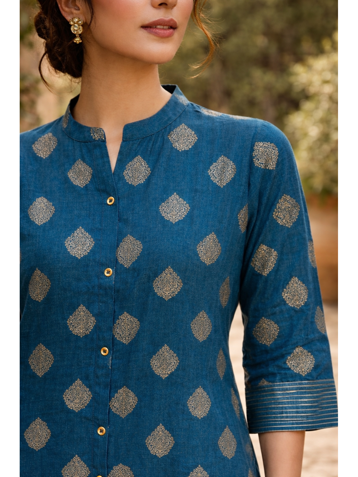 Buy Poly Viscose Printed Straight Calf Length Kurta-Teal