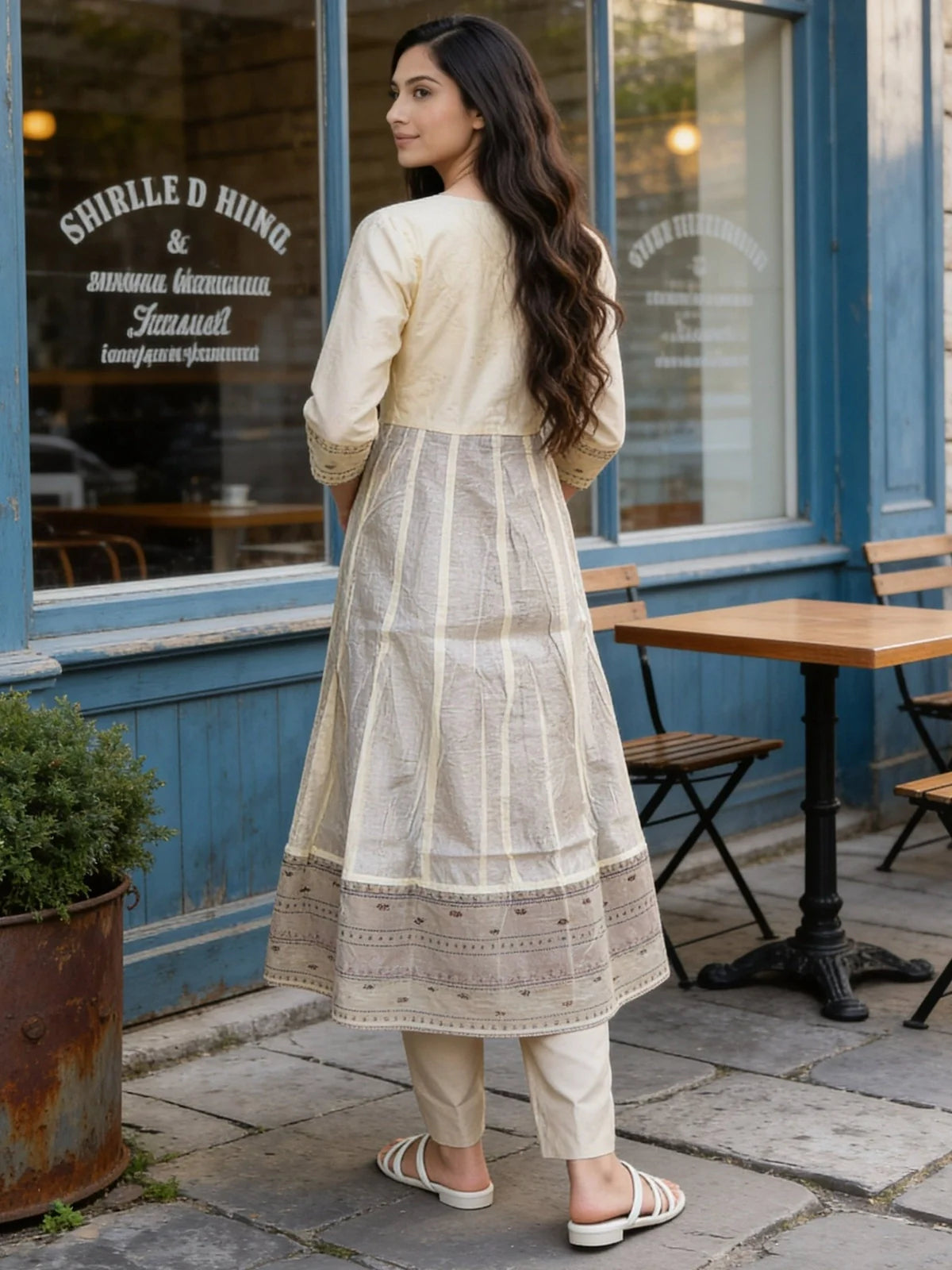 Buy White Poly Viscose Embroidered Anarkali Calf Length Kurta With Pant and Dupatta-White