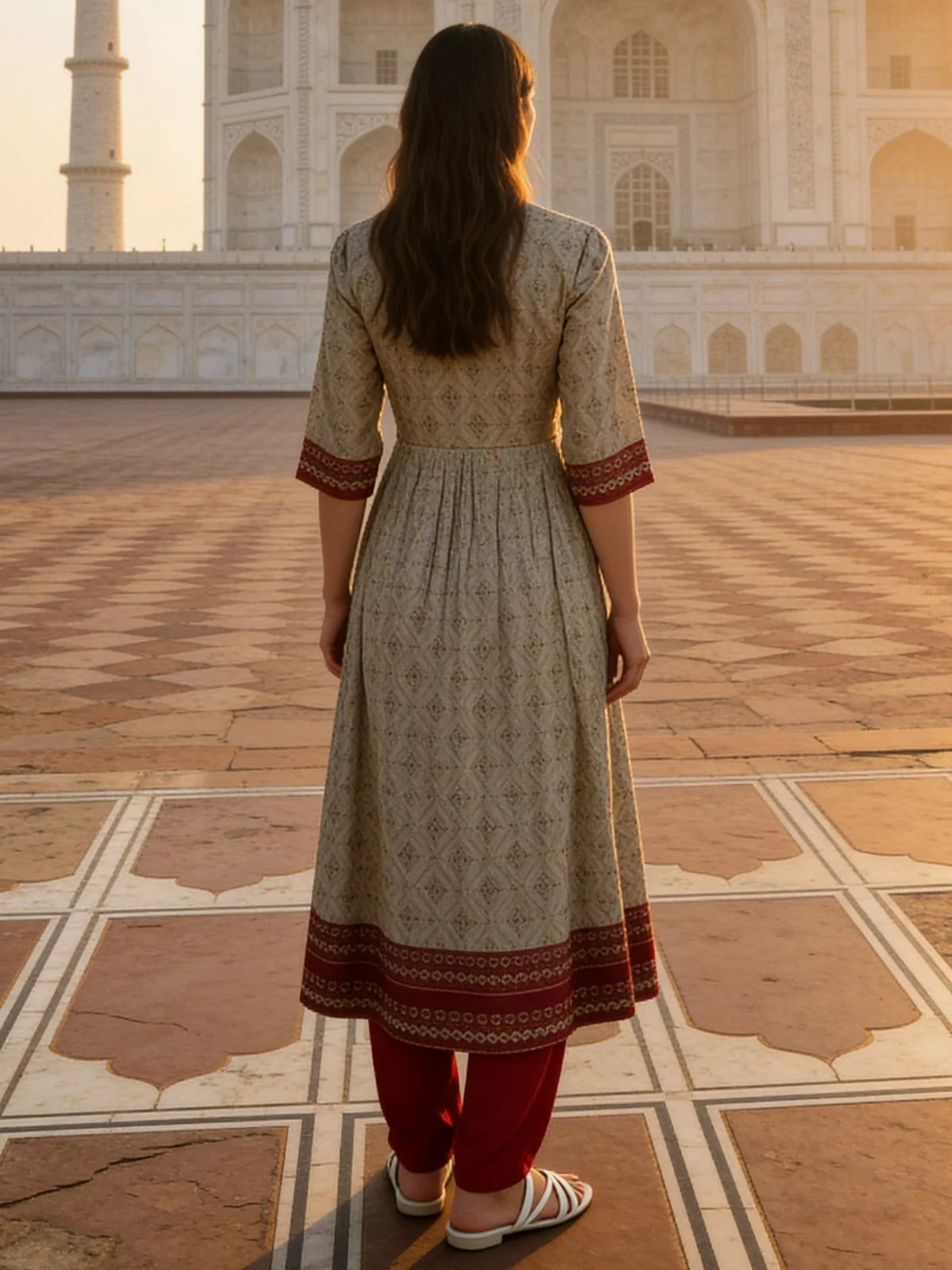 Buy Grey Poly Viscose Embroidered Anarkali Calf Length Kurta With Pant and Dupatta-Grey