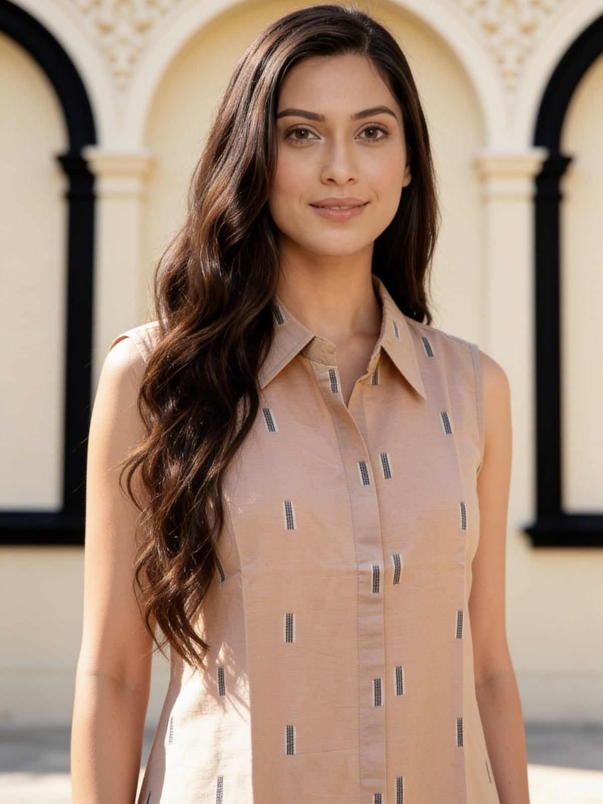 Buy Cotton Printed Straight Co-Ord Set-Beige