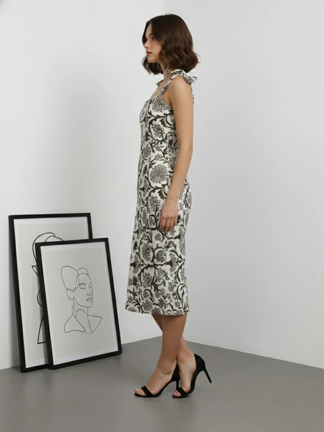 Buy Rayon Printed Bodycone Dress-Brown