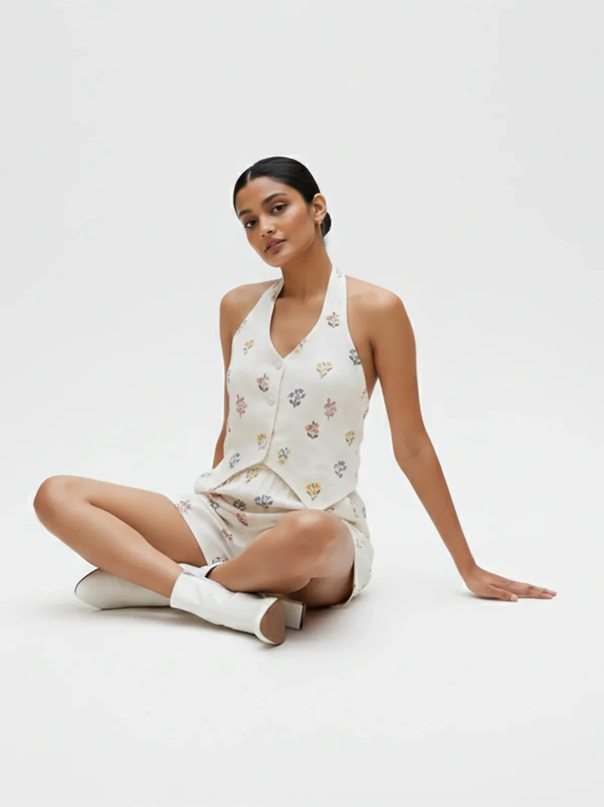 Buy Cotton Flex Printed Mid Waist Skort-White