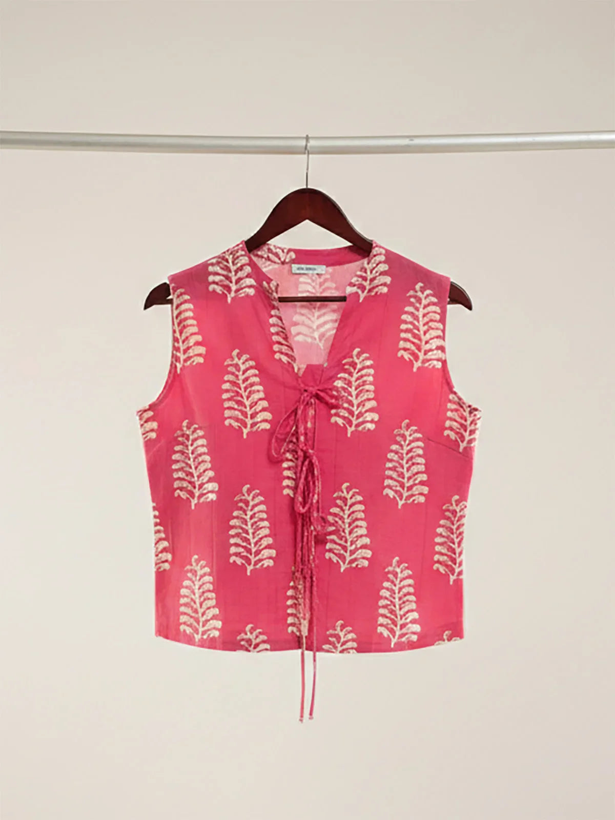 Buy Cotton Cambric Printed Pleated Top-Pink