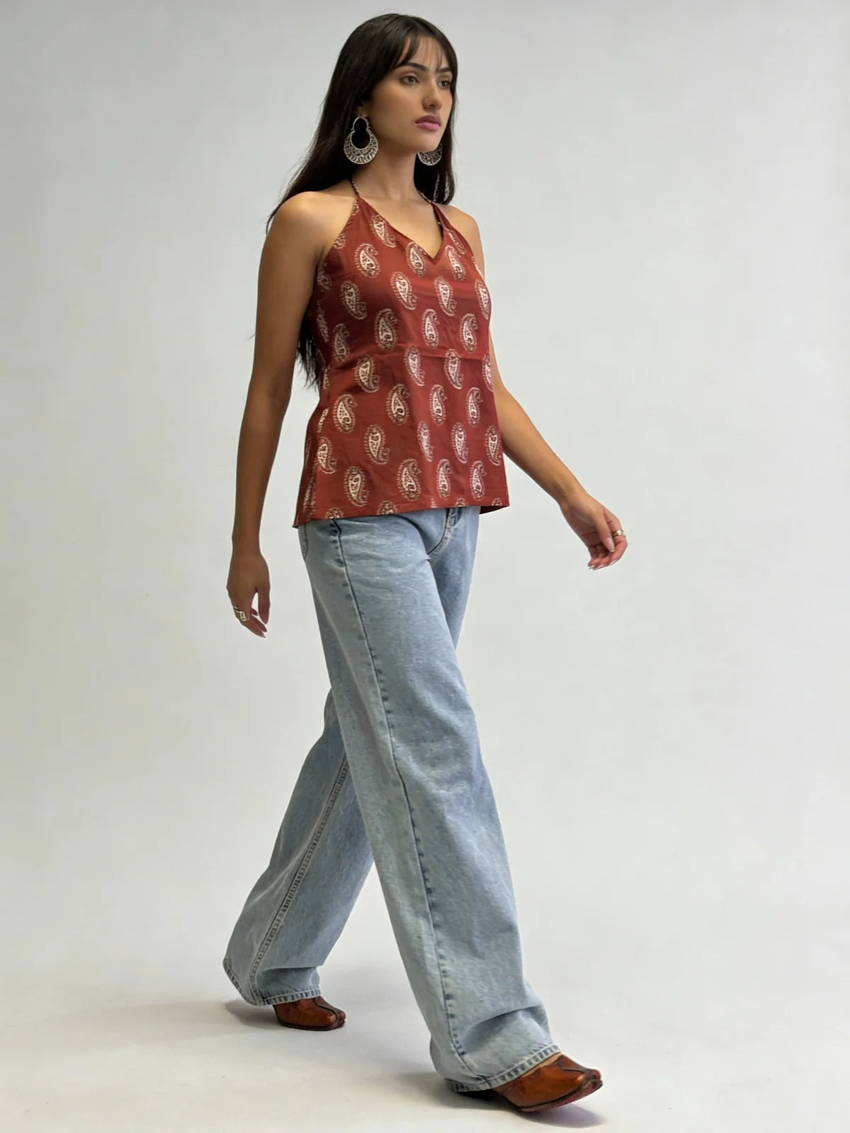 Buy Cotton Printed Straight Top-Maroon