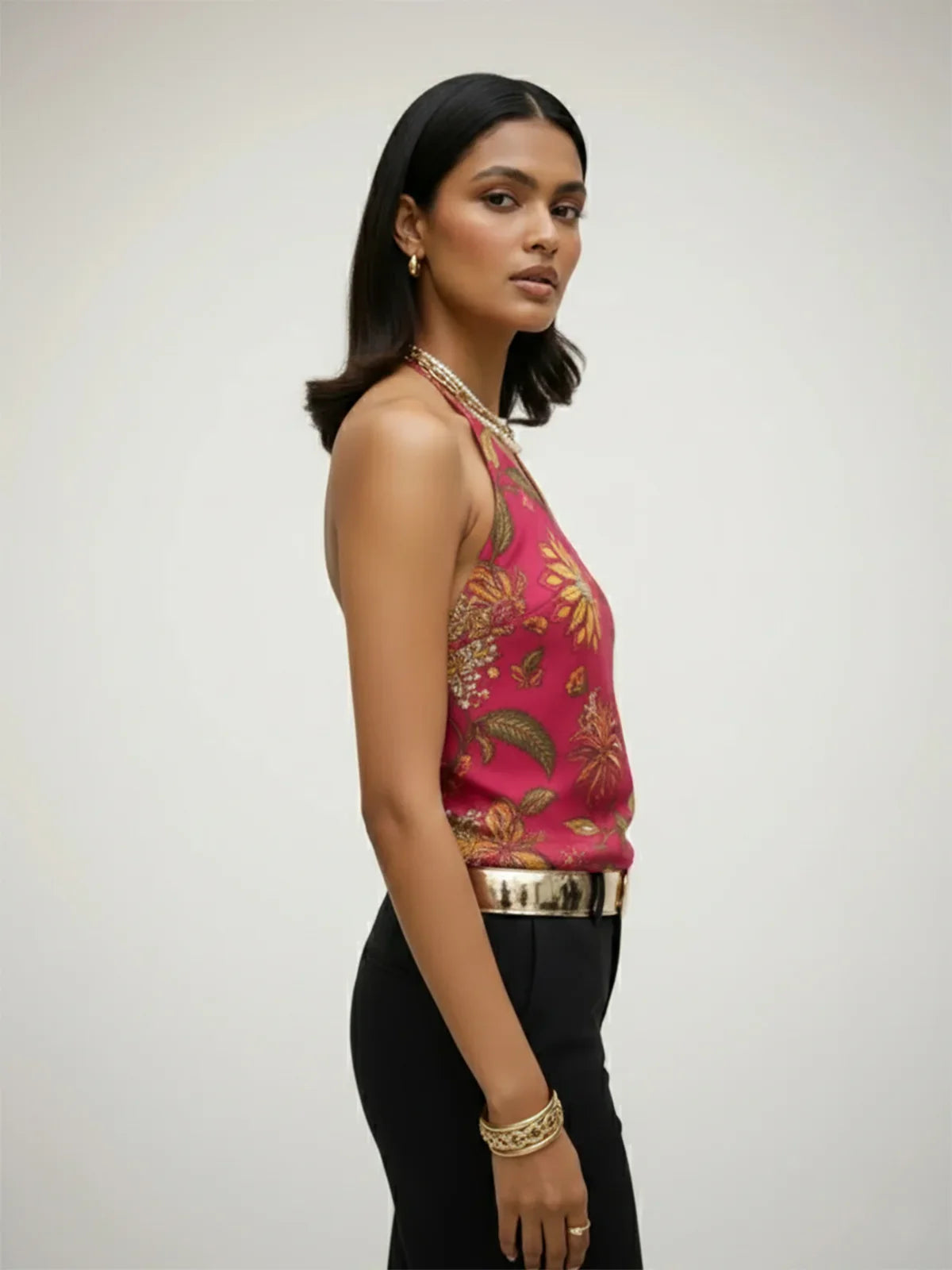 Buy Cotton Cambric Printed Straight Top-Fuschia
