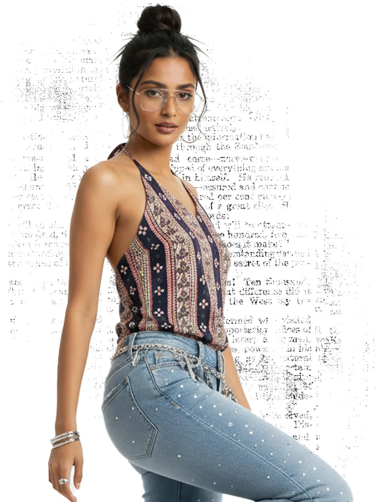 Buy Cotton Cambric Printed Straight Top-Navy Blue