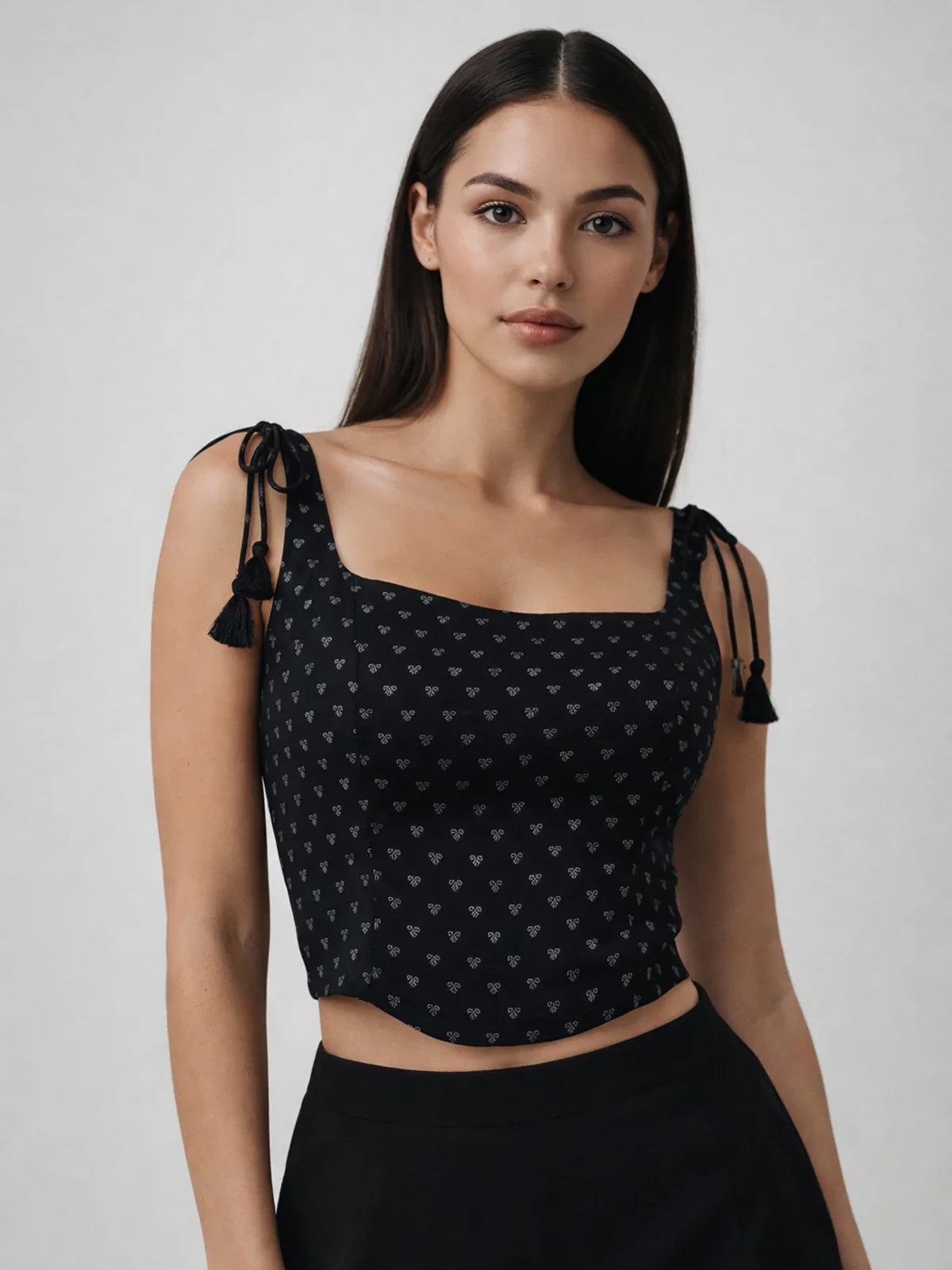 Buy Jacquard Woven Corset Top-Black