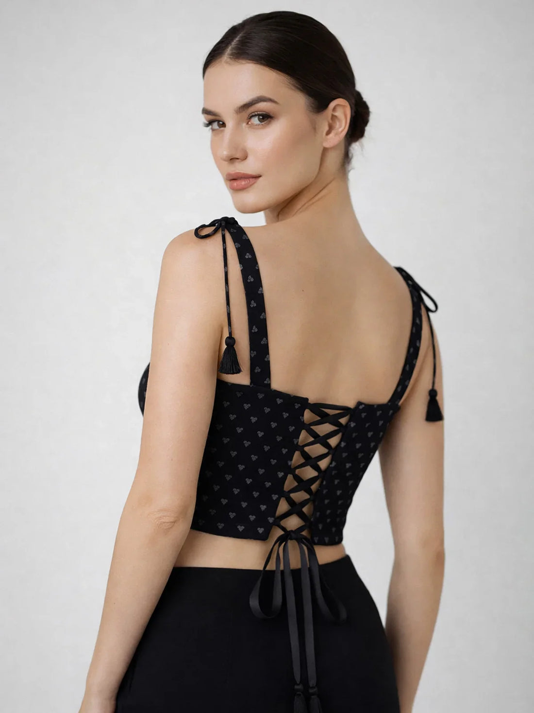 Buy Jacquard Woven Corset Top-Black