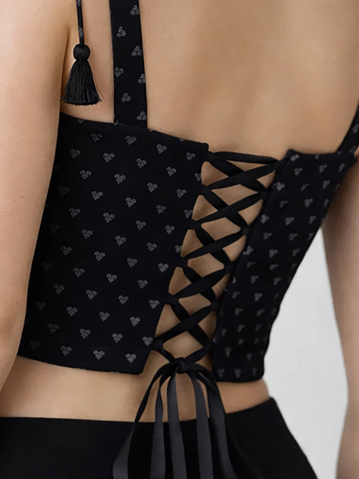 Buy Jacquard Woven Corset Top-Black