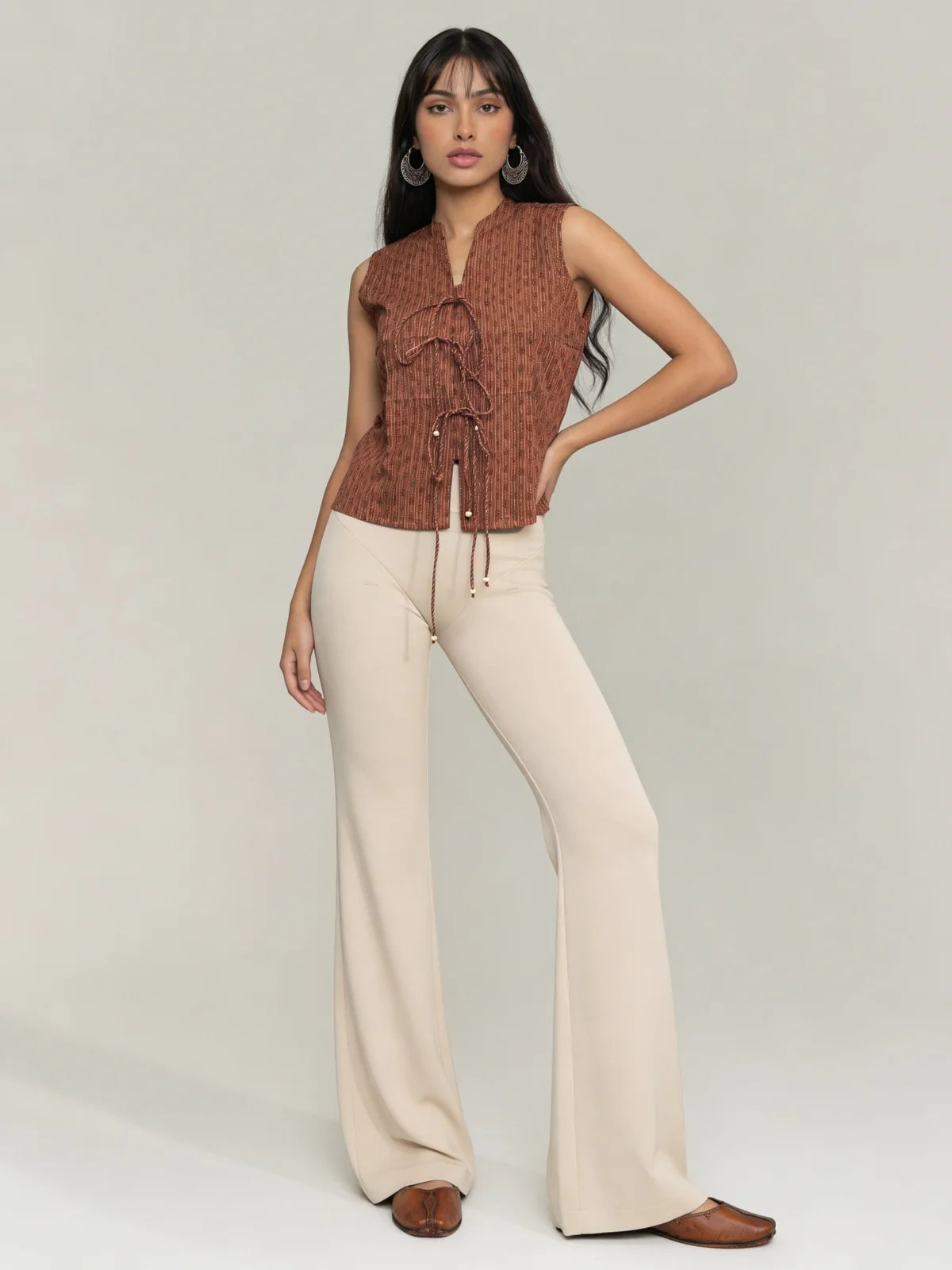 Buy Cotton Printed Pleated Top-Mauve