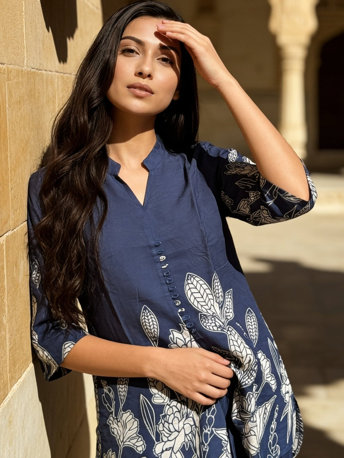 Buy Rayon Printed Straight Co-Ord Set-Blue