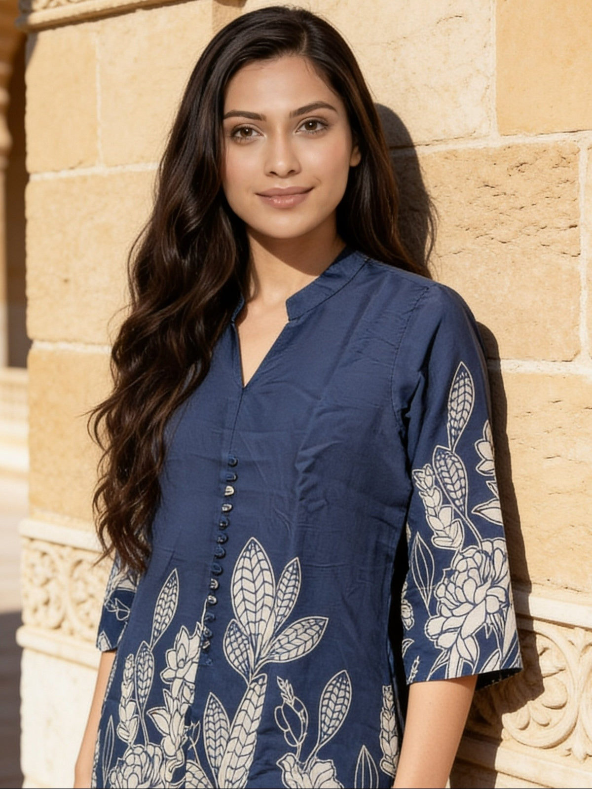 Buy Rayon Printed Straight Co-Ord Set-Blue