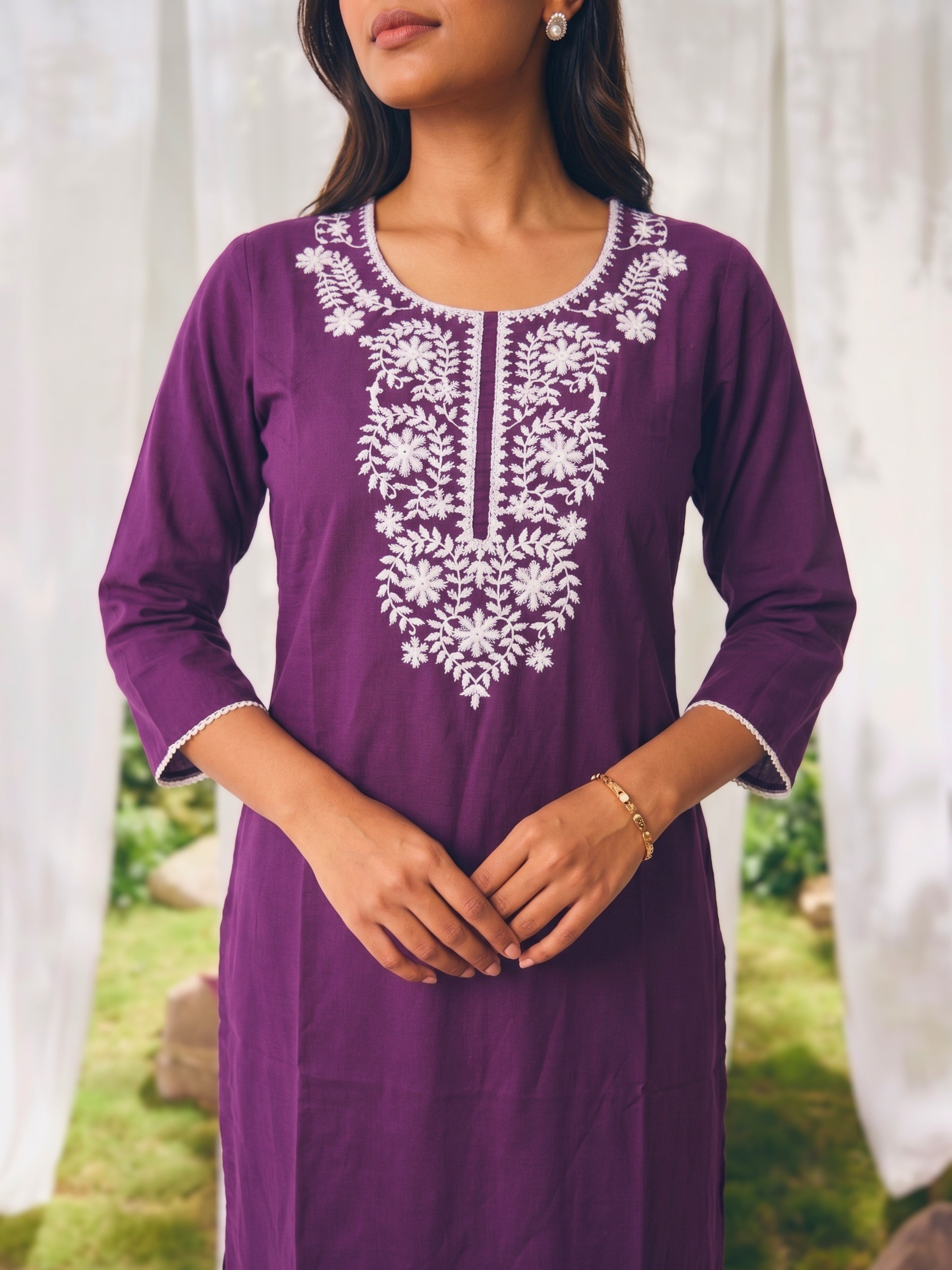 Rayon Embroidered Straight Calf Length Kurta