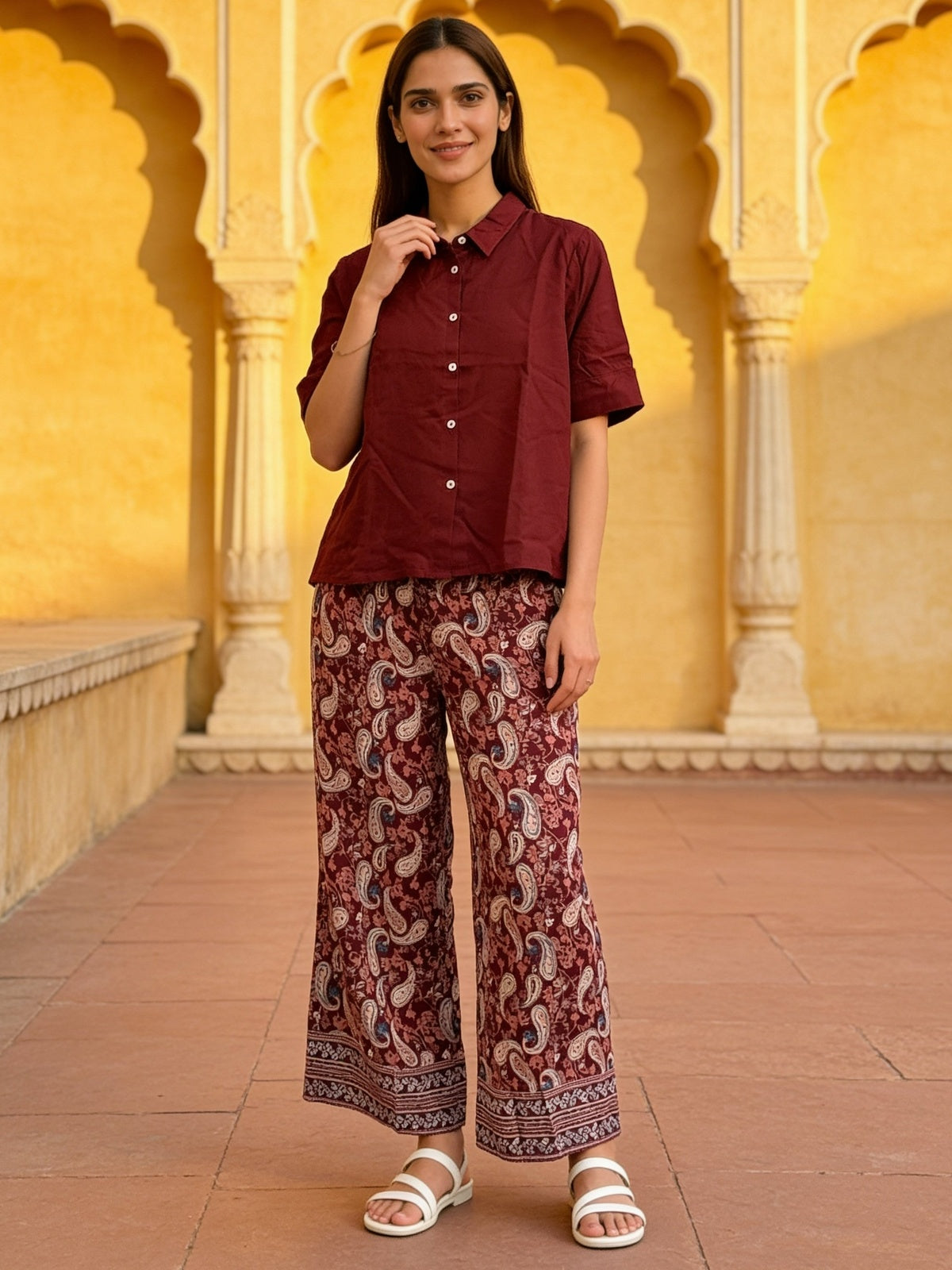 Rayon Solid A-Line Co-Ord Set