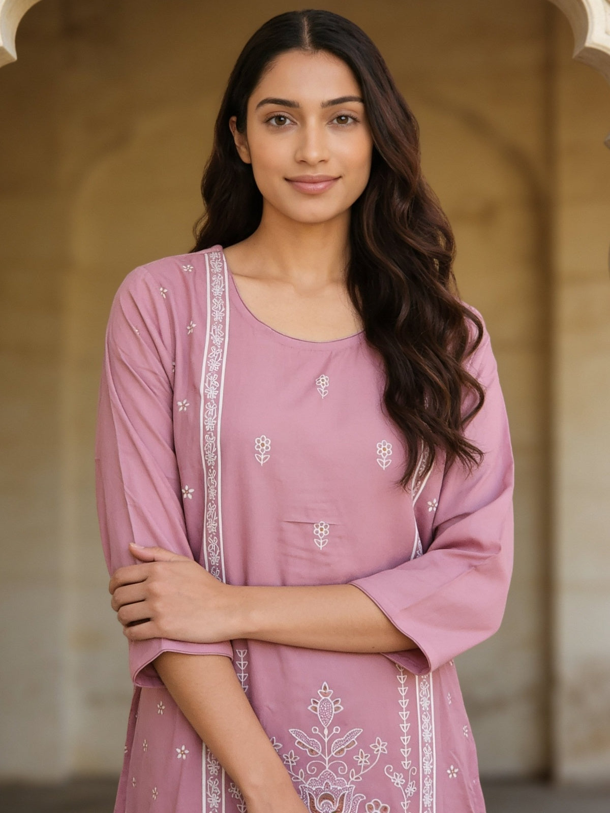 Rayon Printed Straight Knee Length Kurta