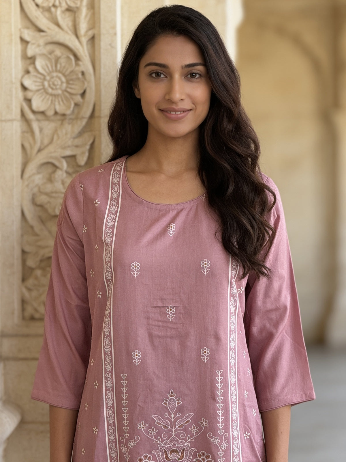 Rayon Printed Straight Knee Length Kurta