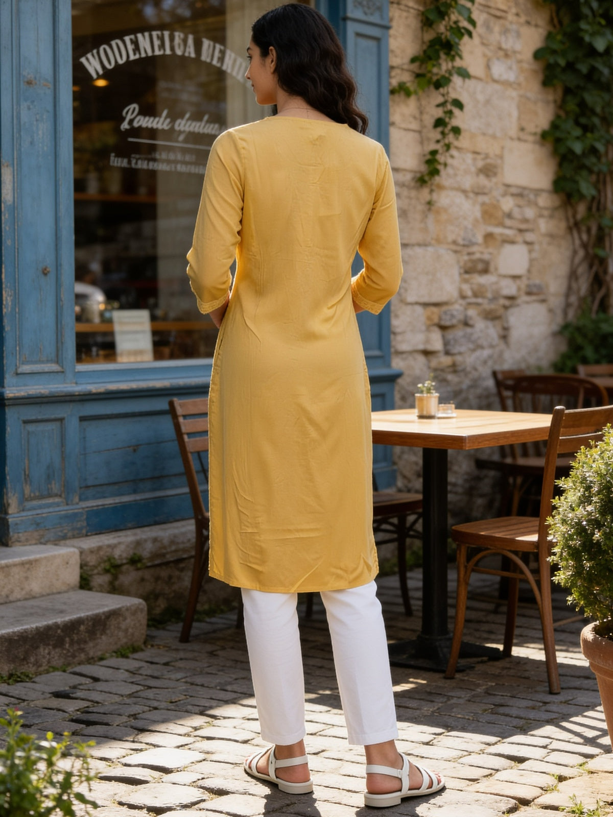 Rayon Printed Straight Knee Length Kurta