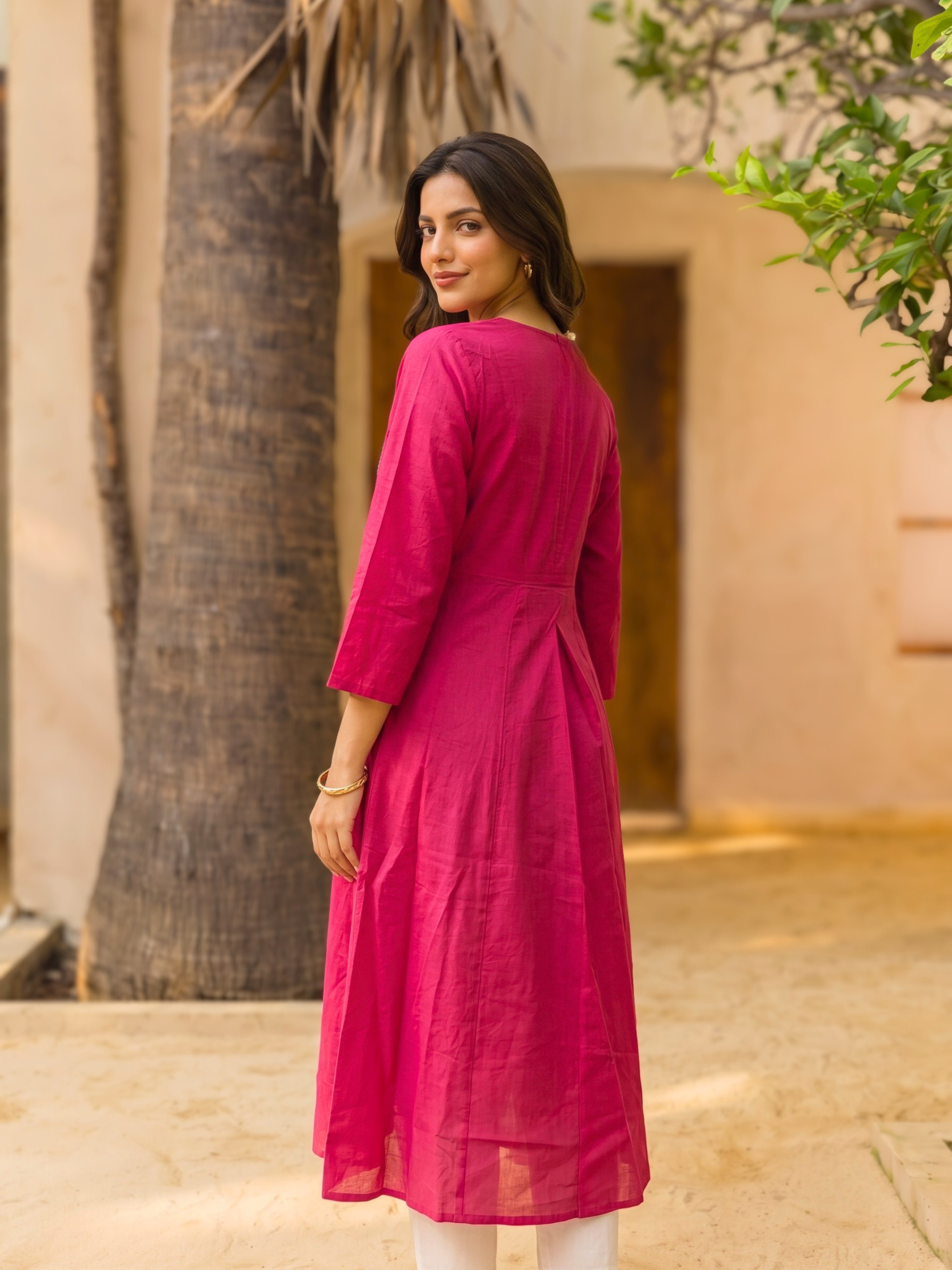 Viscose Embroidered Straight Calf Length Kurta