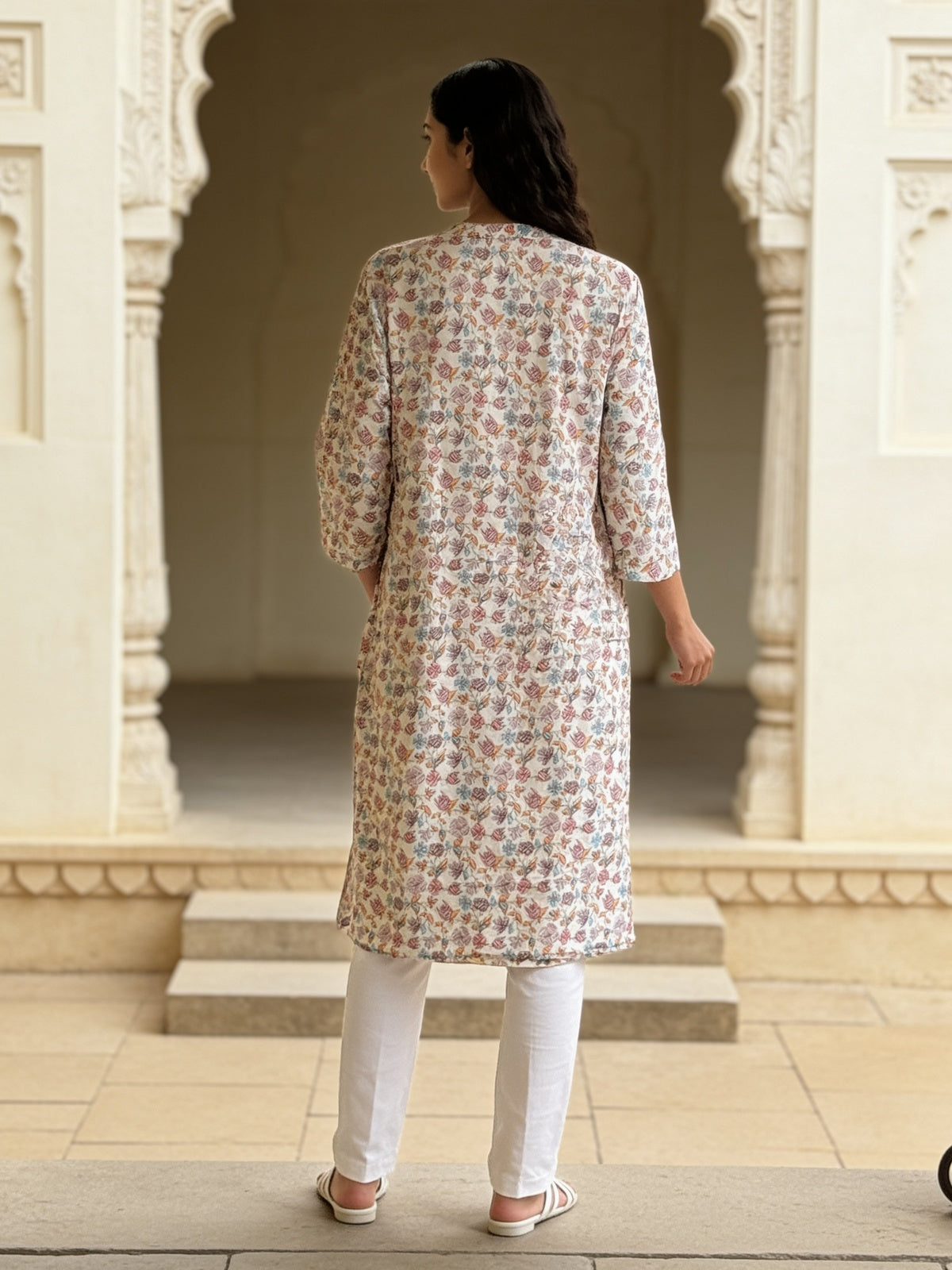 Rayon Printed Straight Calf Length Kurta