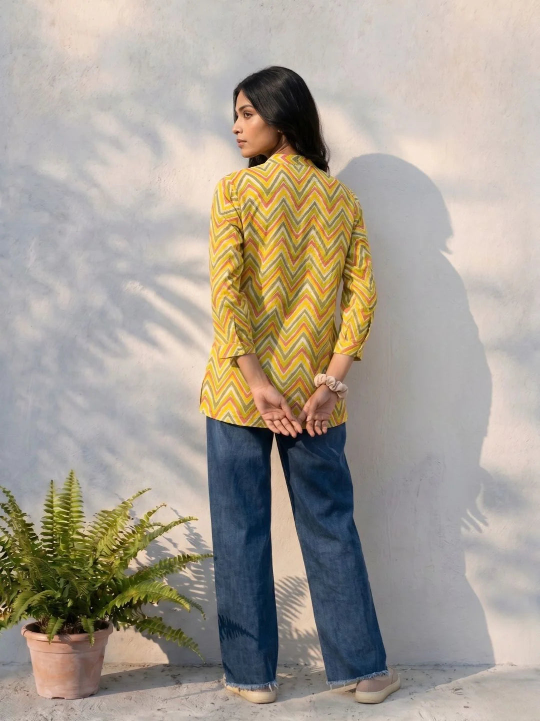 Buy Yellow Cotton Printed A-Line Short Length Kurti-Yellow