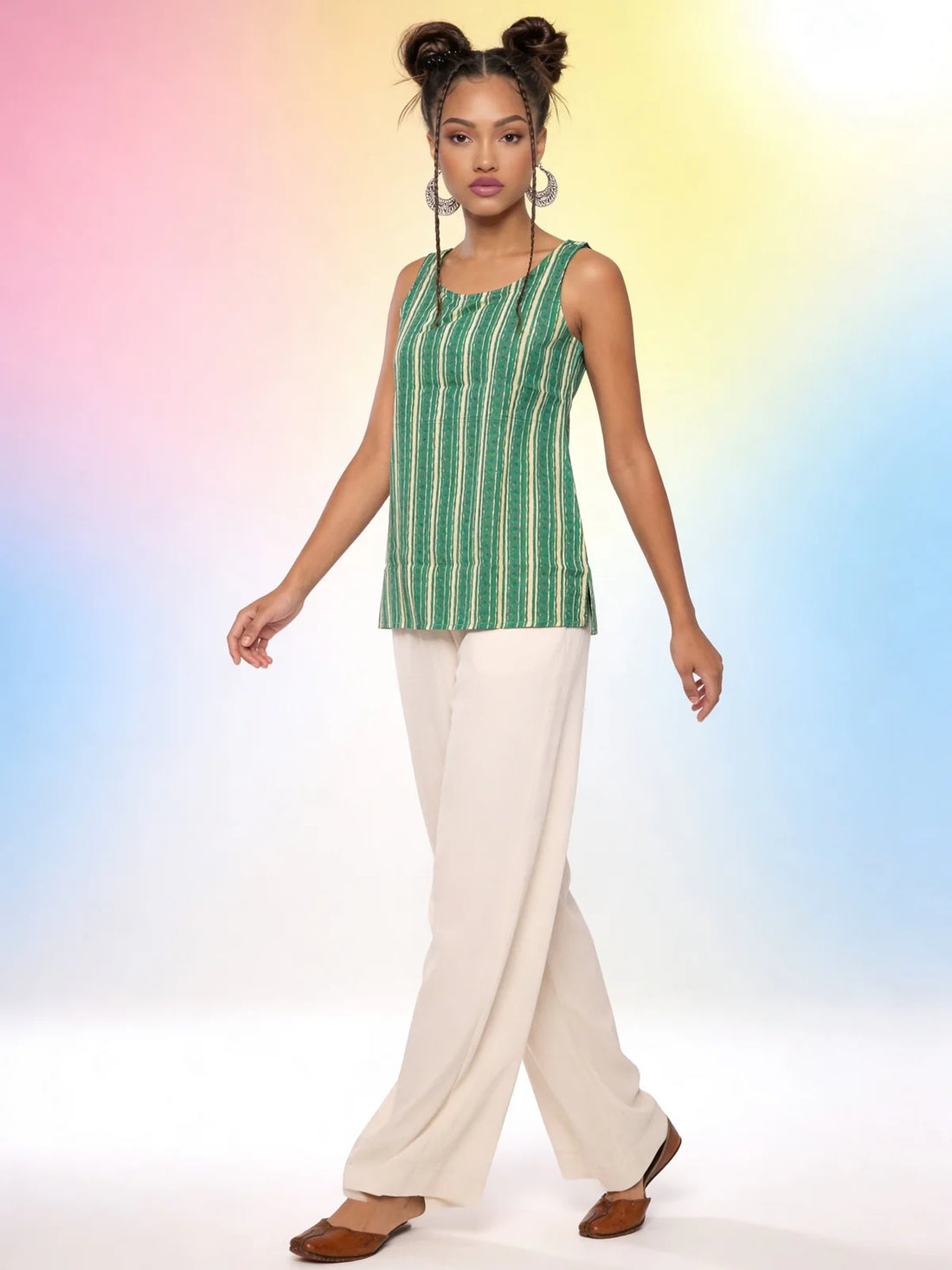 Buy Cotton Printed Straight Tunic-Green