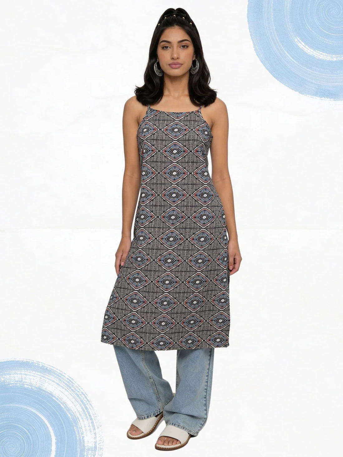 Buy Cotton Printed Straight Tunic-Black