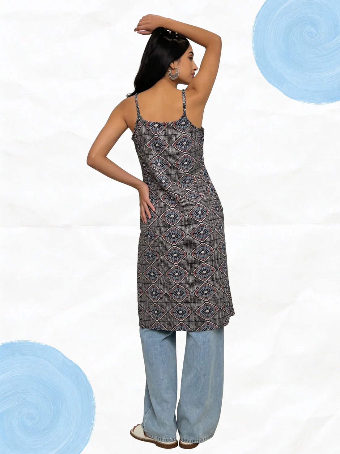 Buy Cotton Printed Straight Tunic-Black