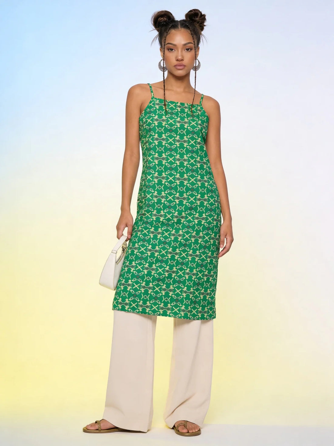 Buy Cotton Printed Straight Tunic-Green