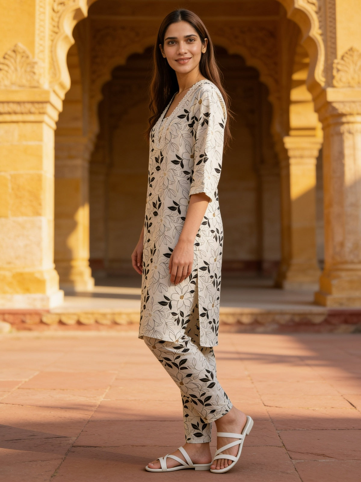 Cotton Printed Straight Co-Ord Set
