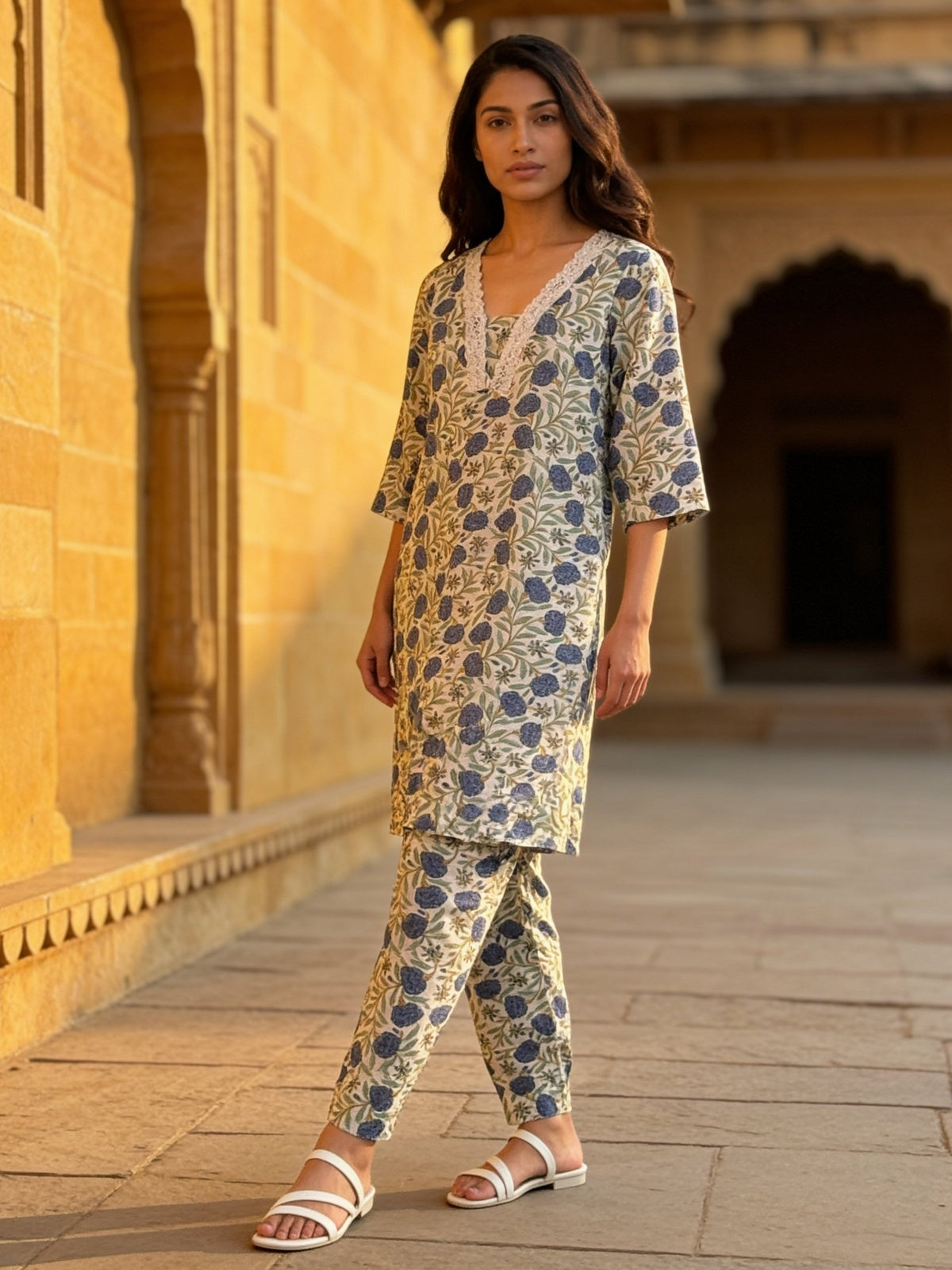 Cotton Printed Straight Co-Ord Set