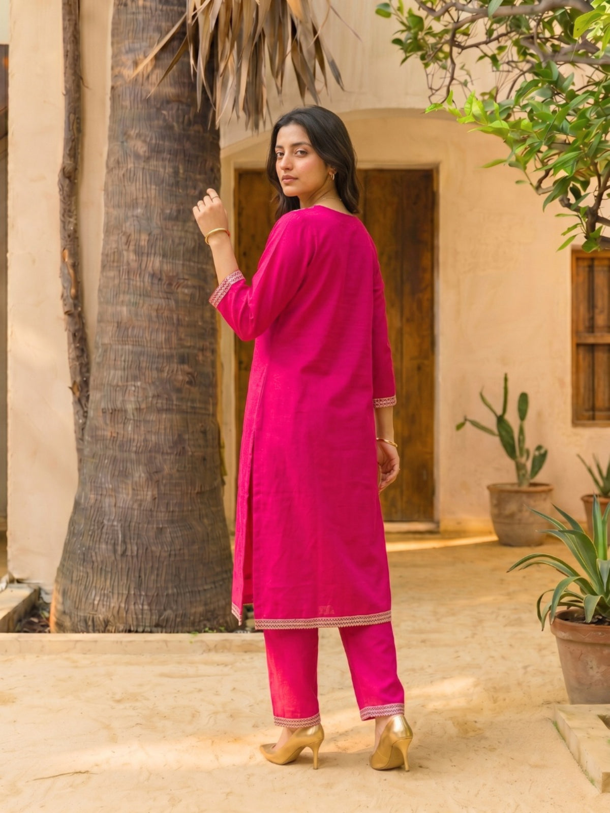 Embroidered Straight Calf Length Kurta With Pant