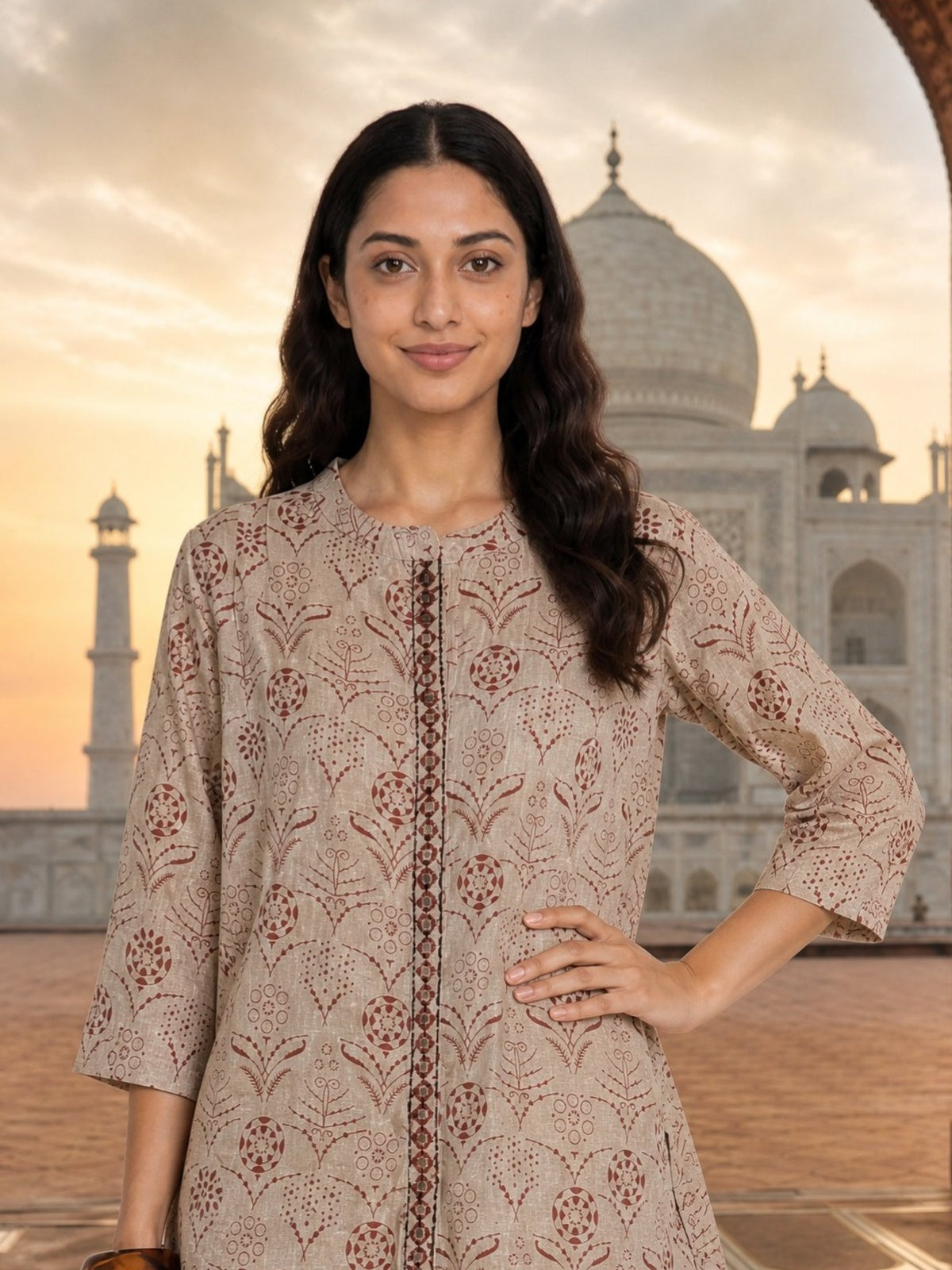 Cotton Embroidered Straight Co-Ord Set
