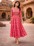 Rayon Embroidered Flared Calf Length Dress –Rangita