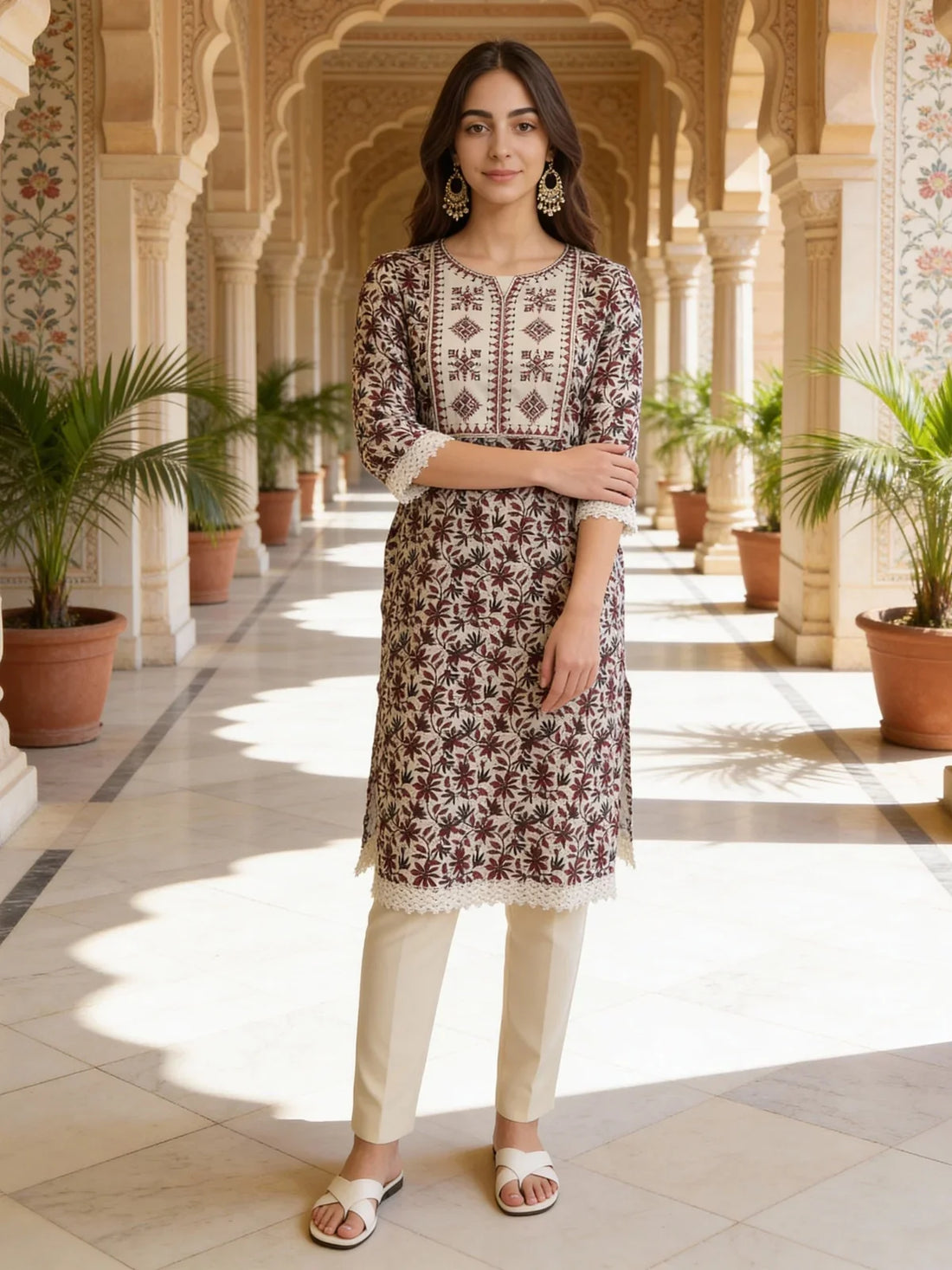 Buy Rayon Embroidered Straight Calf Length Kurta-Teal