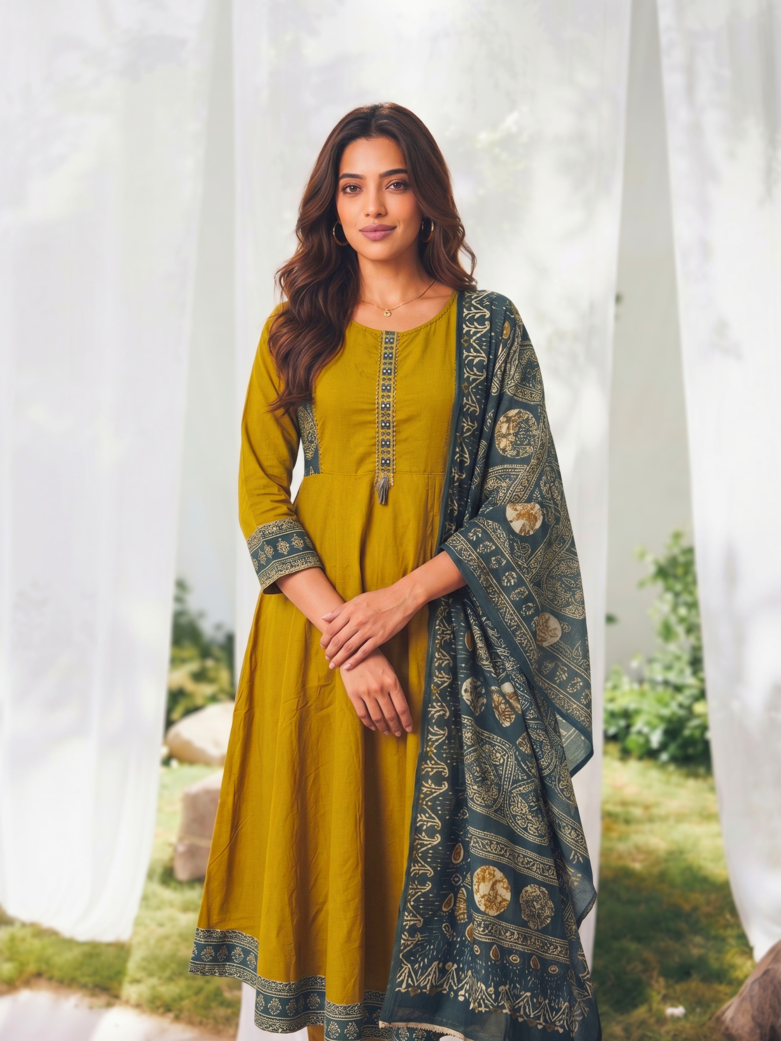 Rayon Embroidered Straight Calf Length Kurta With Pant and Dupatta