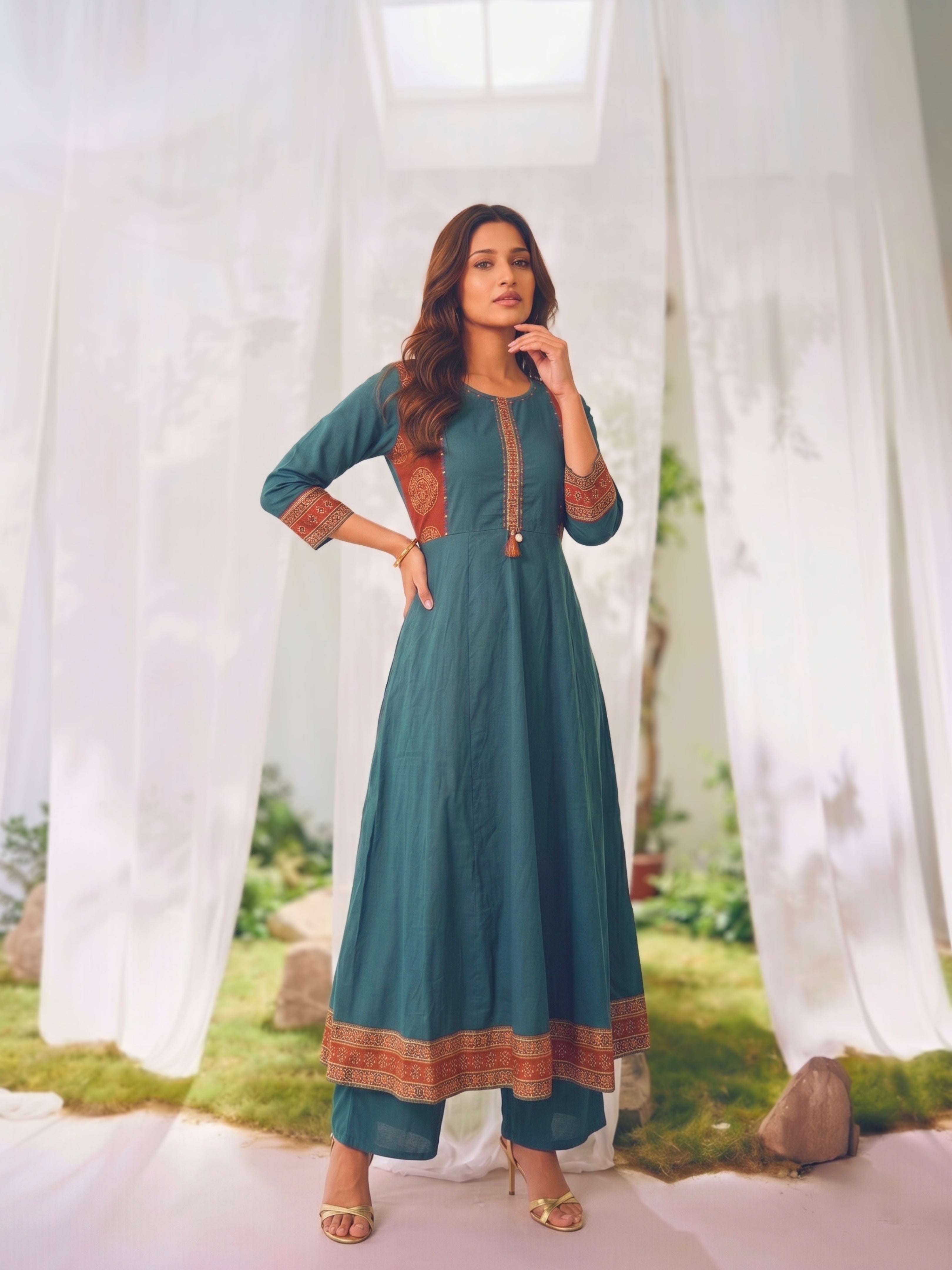 Rayon Embroidered Straight Calf Length Kurta With Pant and Dupatta