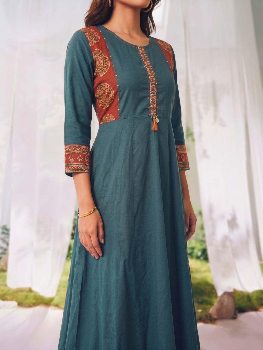Buy Rayon Embroidered Straight Calf Length Kurta With Pant and Dupatta-Green