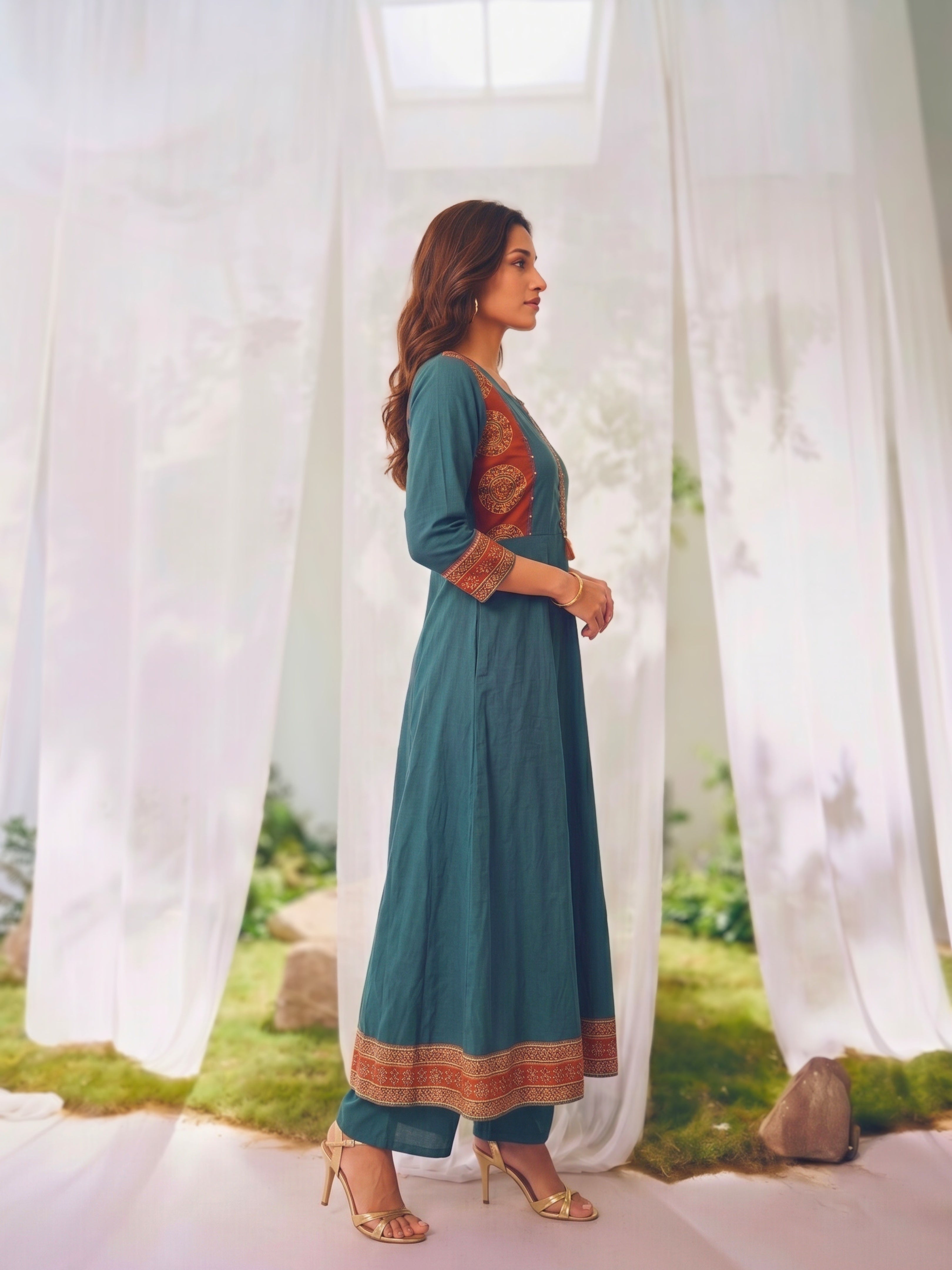 Rayon Embroidered Straight Calf Length Kurta With Pant and Dupatta